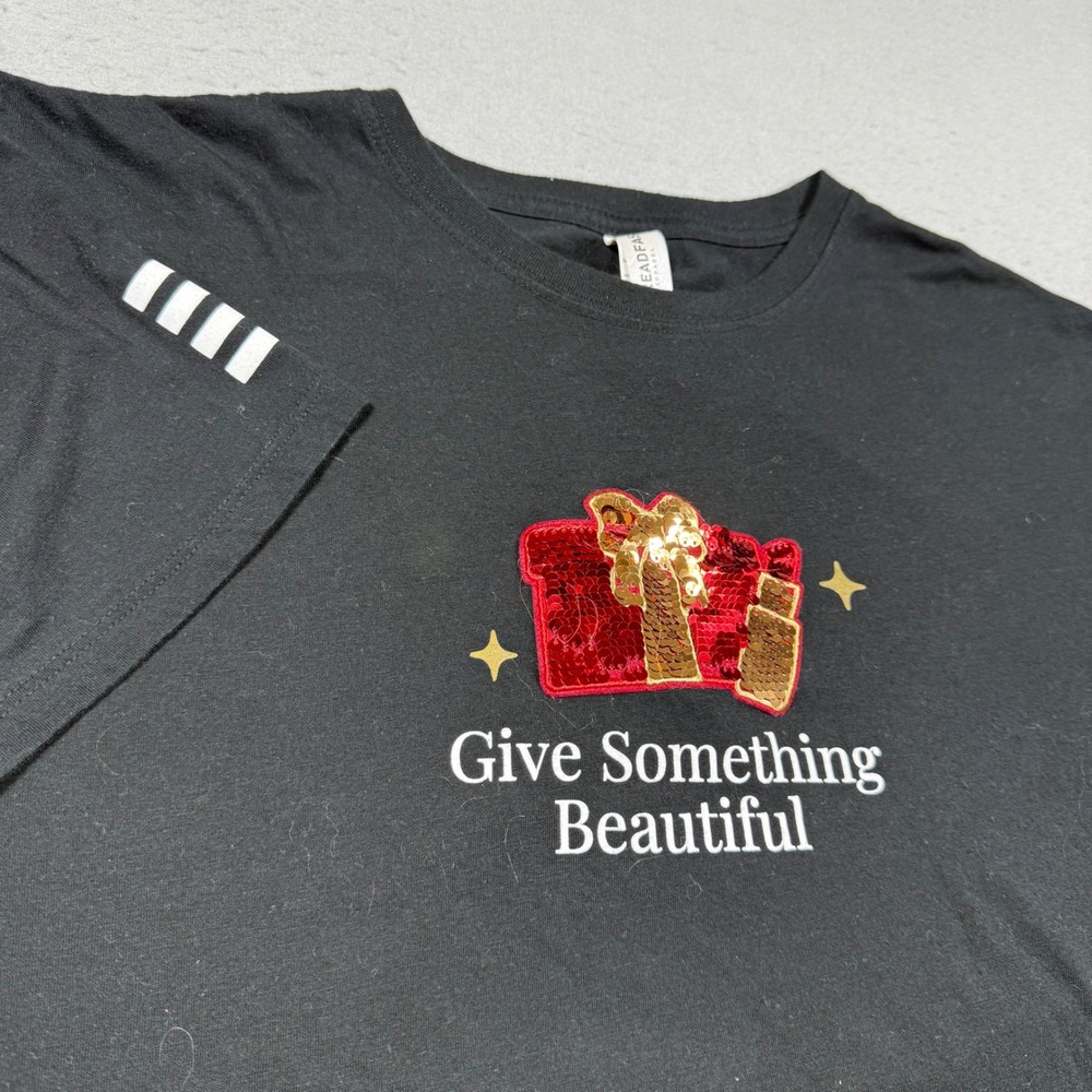 Sephora Give Something Beautiful Holiday Sequin Graphic T-Shirt Black XL